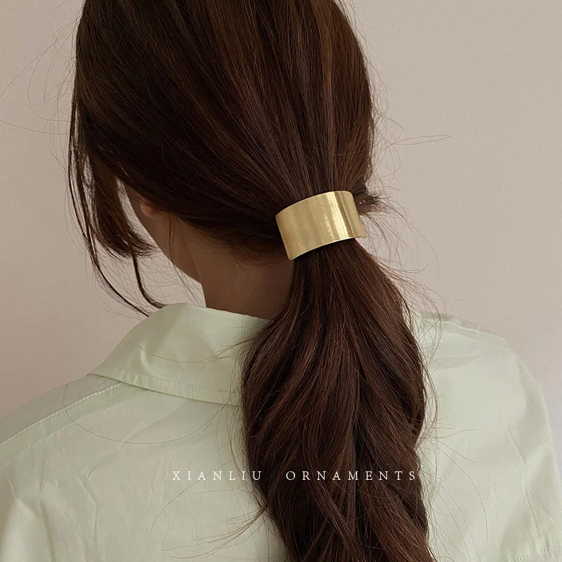 Simple Metal Tug Hair Ties Women High Elasticity Hair Bands