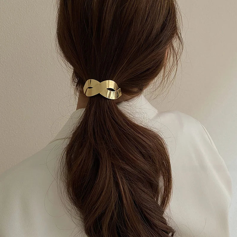 Simple Metal Tug Hair Ties Women High Elasticity Hair Bands